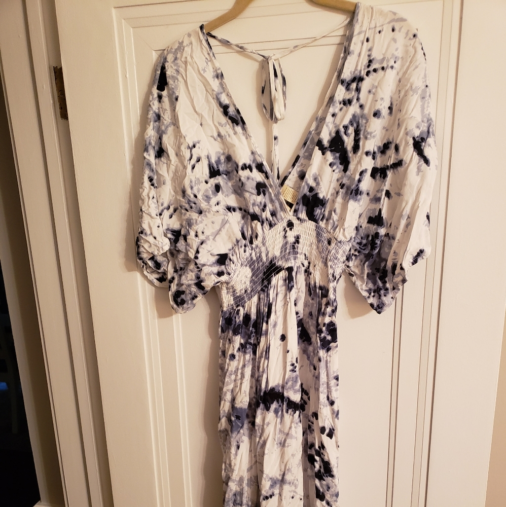 Blue Tie Dyed Maxi Dress